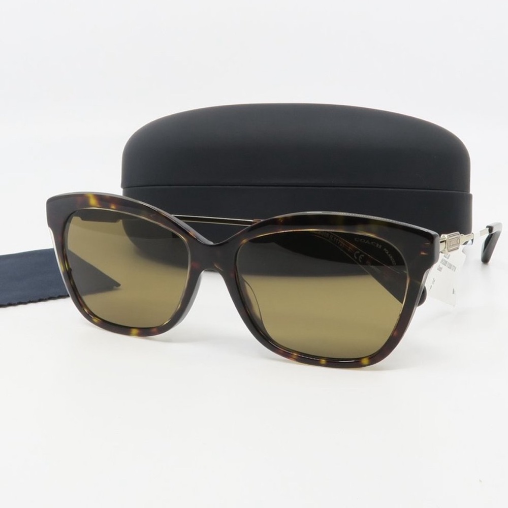 Coach HC8305 512083 Havana UV Polarized Sunglasses in Dark Tortoise with Case - Picture 2 of 14